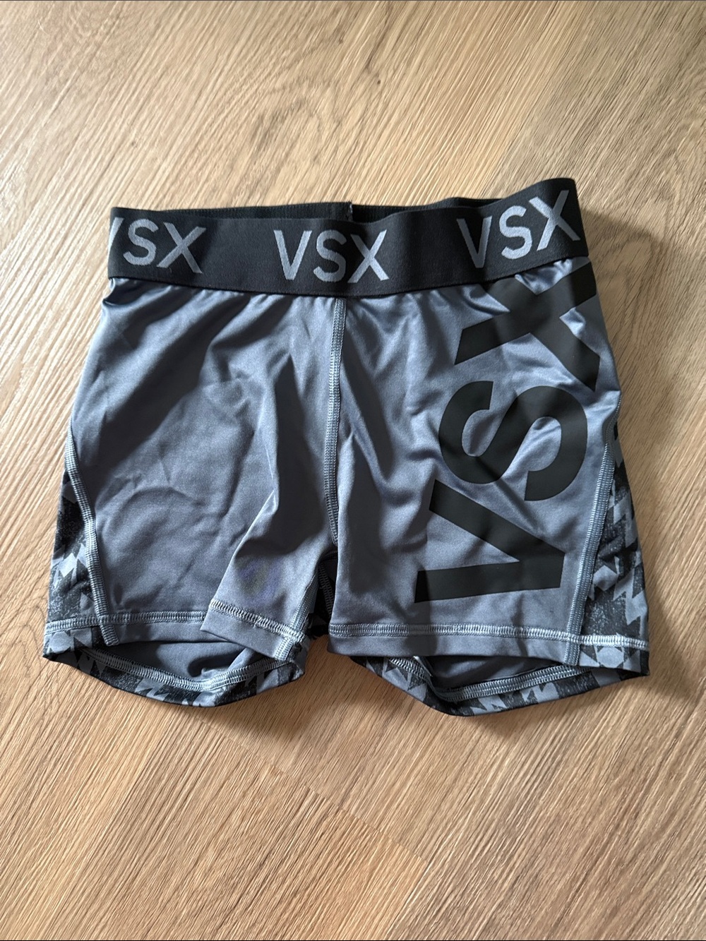 VSX Women’s Gray Athletic Compression Shorts with Logo Waistband
